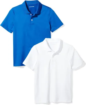 Amazon Essentials Boys and Toddlers' Active Performance Polo Shirts, Pack of 2