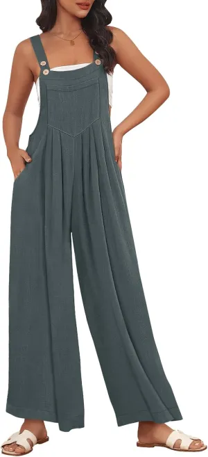 AUTOMET Womens Beach Vacation Outfits Jumpsuits Overalls Wide Leg Casual Summer Spring Outfits Rompers Trendy Jumpers