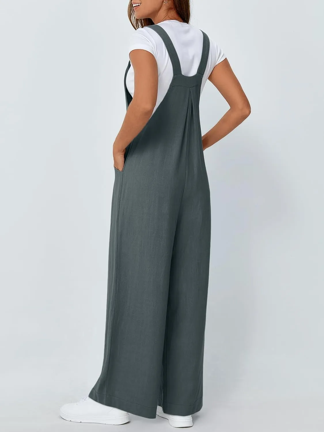 AUTOMET Womens Beach Vacation Outfits Jumpsuits Overalls Wide Leg Casual Summer Spring Outfits Rompers Trendy Jumpers