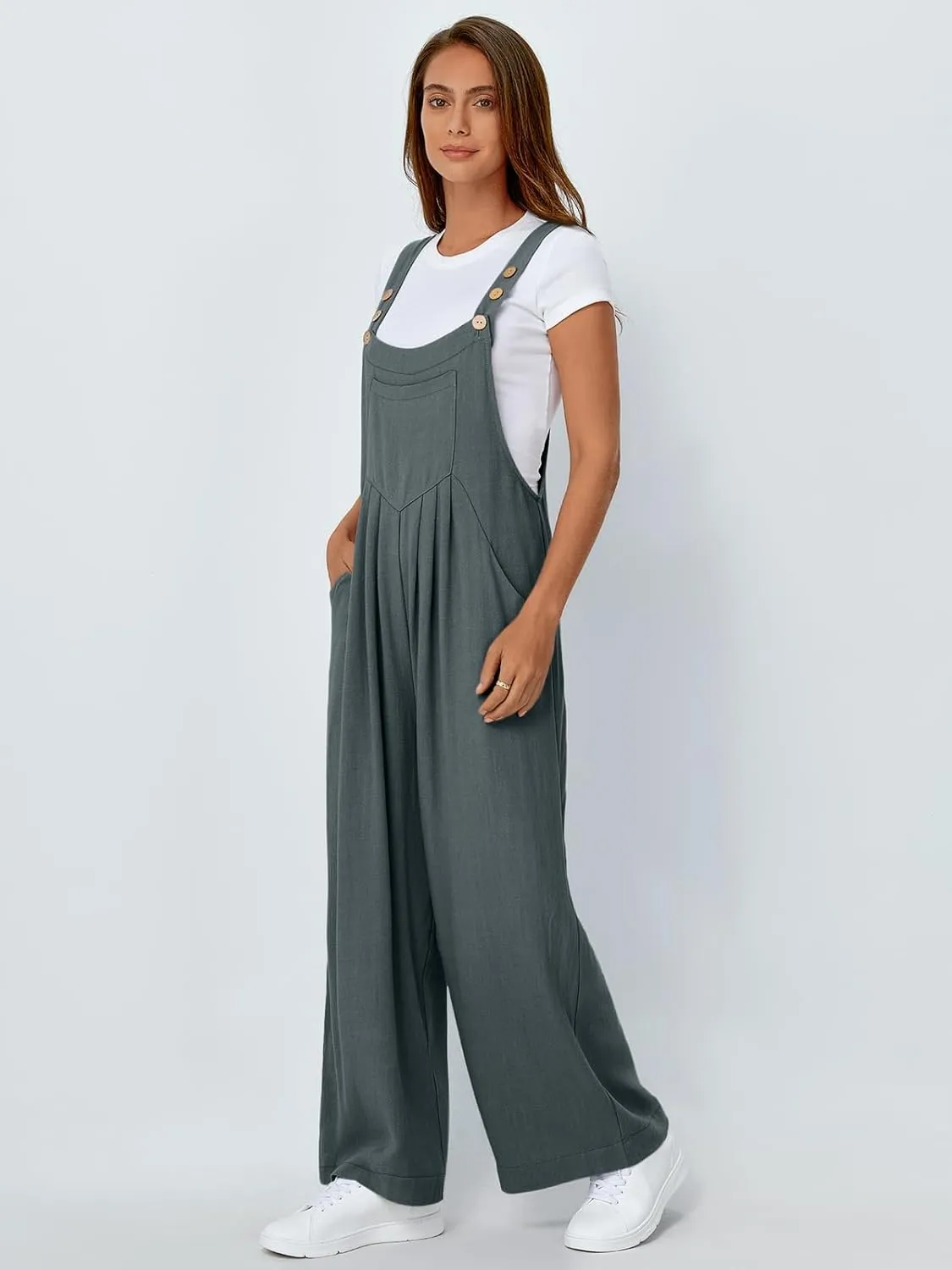 AUTOMET Womens Beach Vacation Outfits Jumpsuits Overalls Wide Leg Casual Summer Spring Outfits Rompers Trendy Jumpers