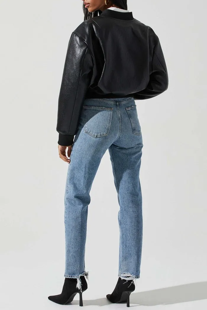 Avianna Faux Leather Bomber Jacket