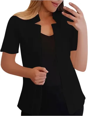 Blazers Jackets for Women 2025 Summer Short Sleeve Business Casual Cardigans Lapel Open Front Work Office Suit Blazer