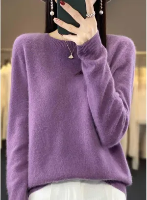 Cashmere Sweaters for Women,100% Cashmere Crew Neck Sweaters,Women's Long Sleeve Soft Pullover Cashmere Sweater