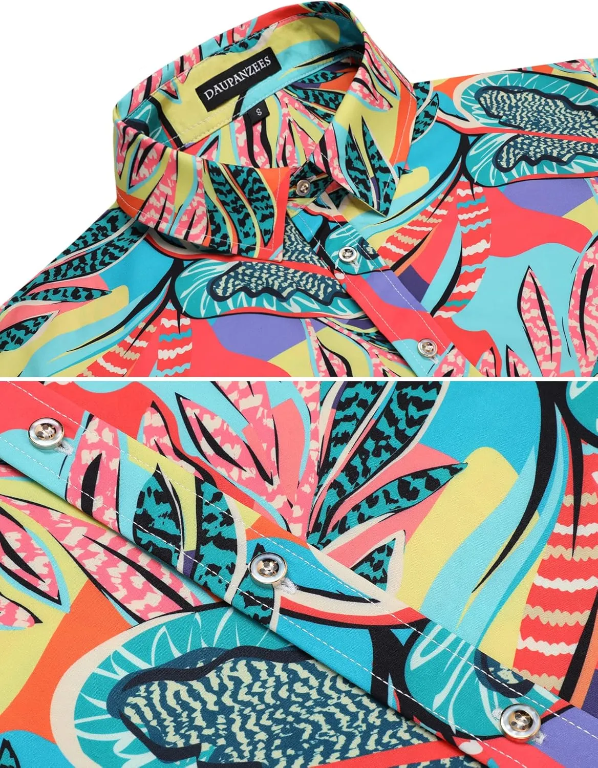 Daupanzees Men's Luxury Casual Button Down Short Sleeve Hawaiian Shirt Suits