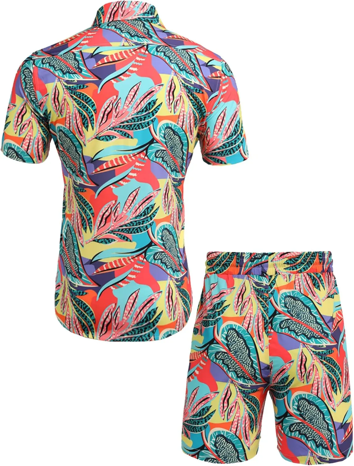 Daupanzees Men's Luxury Casual Button Down Short Sleeve Hawaiian Shirt Suits