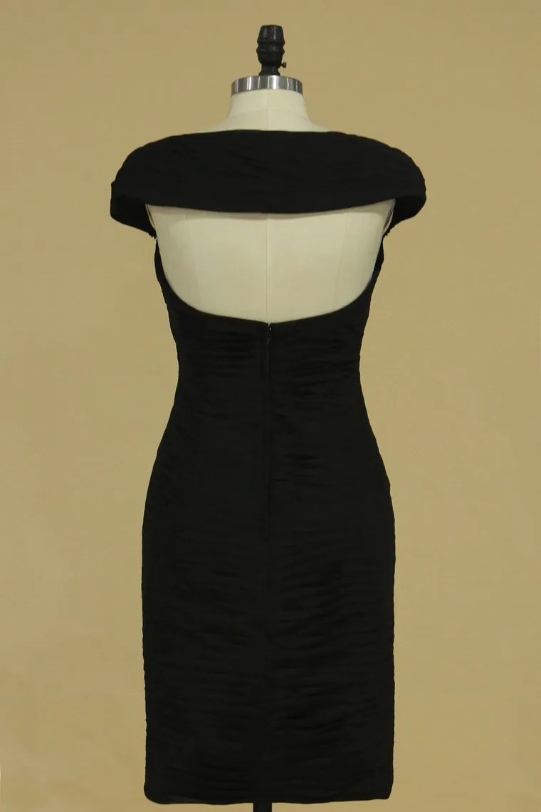 Elegant Off The Shoulder Formal Gowns Sheath Knee Length Chiffon