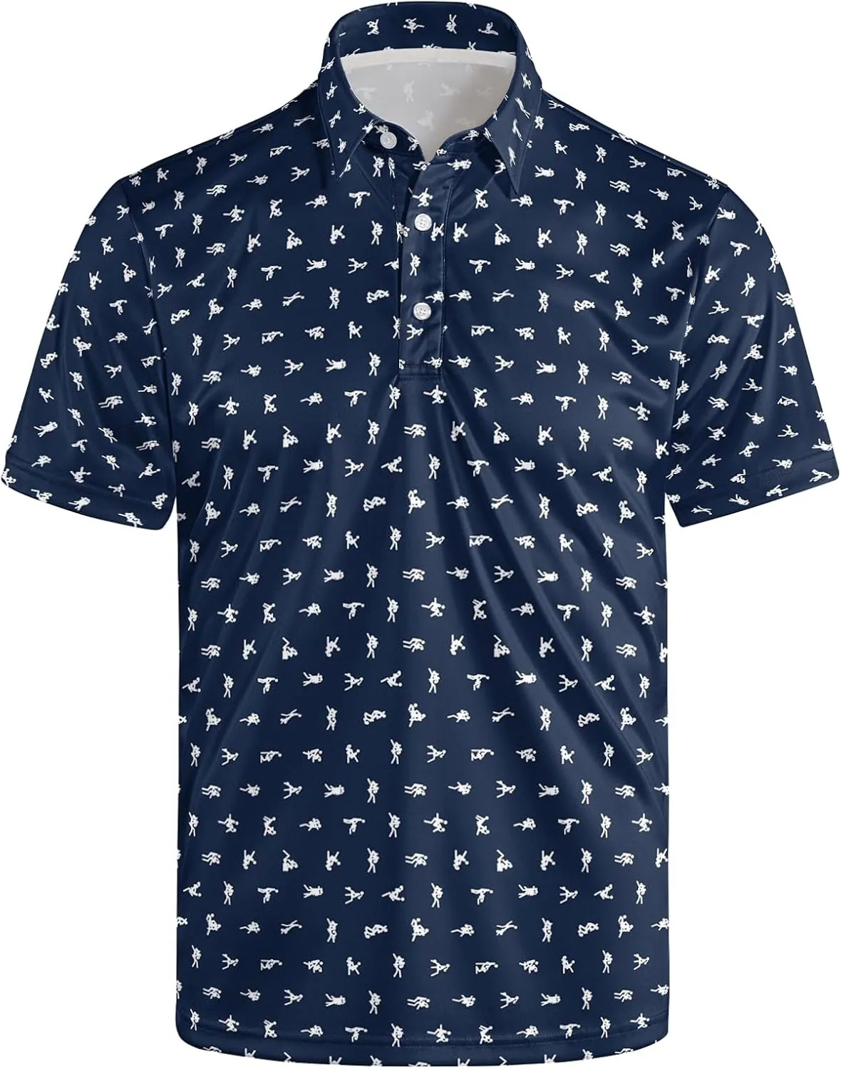 Funny Print Golf Shirts for Men Lightweight Dry-Fit Hawaiian Style Casual Polo with Stretch Fabric for Outdoor & Sports