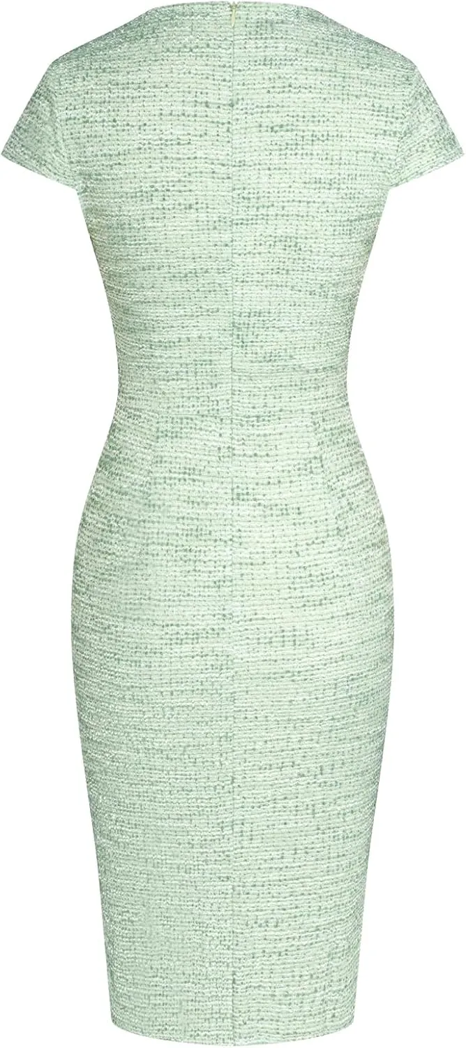 GRACE KARIN Women's Gorgeous Pencil Dress Cap Sleeve Tweed Pencil Dress for Work
