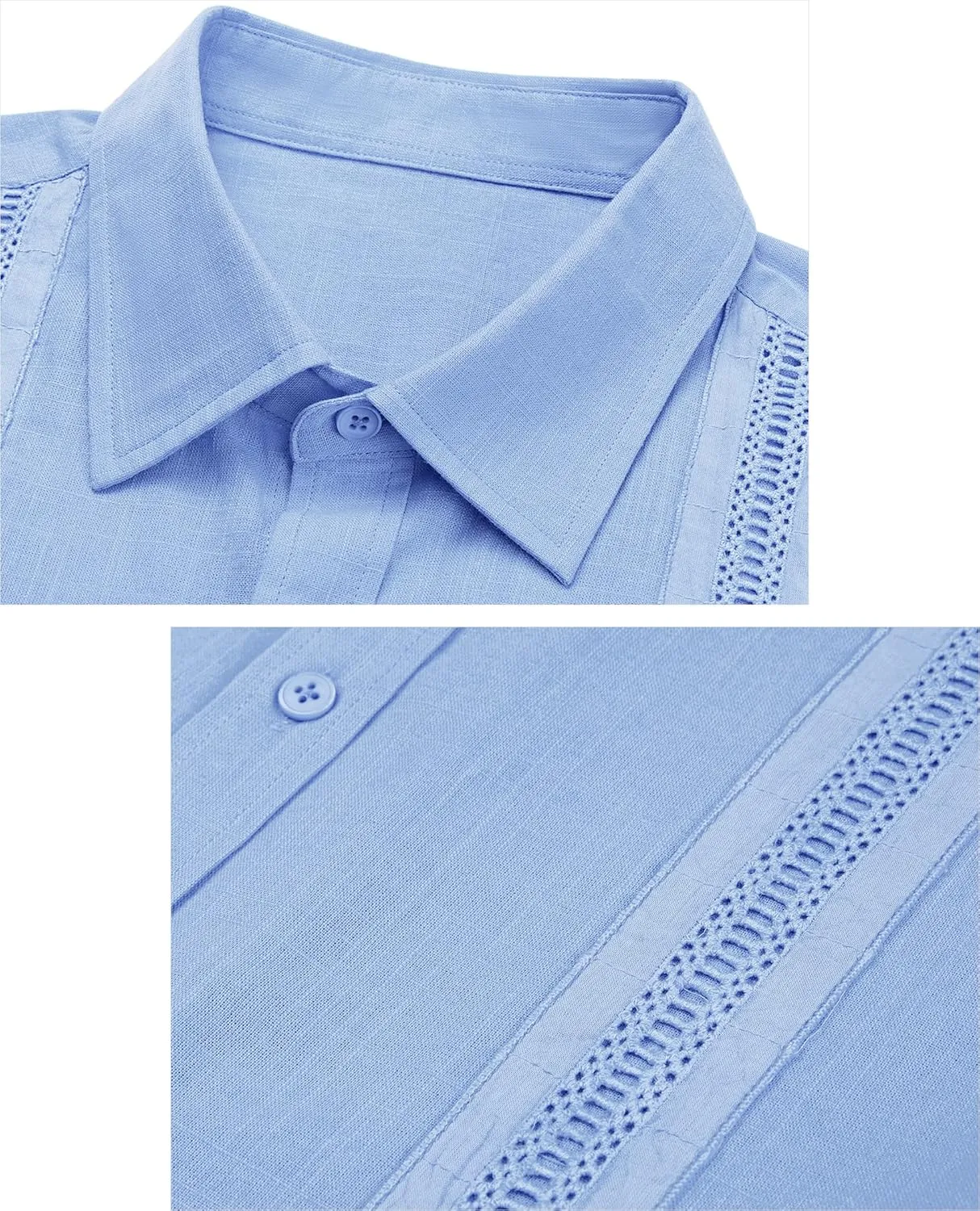 Guayabera Linen Shirts for Men Short Sleeve Button Down Shirt Hawaiian Shirt Cuban Summer Shirts Beach Shirts