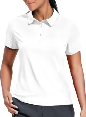 Haimont Womens Polo Shirts Golf Casual Work Short Sleeve UPF 50   Sun Protection 4 Buttons Collared Shirt Quick Dry Tops