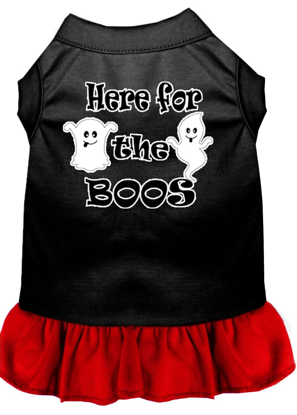 Here For The Boos Screen Print Dog Dress Black With Red Xxl (18)