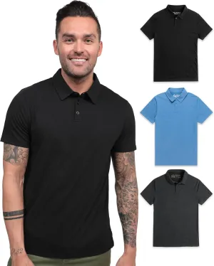 INTO THE AM Polo Shirts for Men - Comfortable Fit Collared Shirt Men S - 4XL Fitted Short Sleeve Classic Golf Shirts