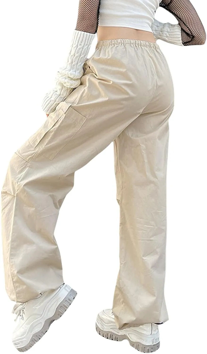 KMBANGI Women Oversized Cargo Pants Drawstrings Casual Loose Wide Leg Trousers Baggy Low Waist Sweatpants Cinch Joggers