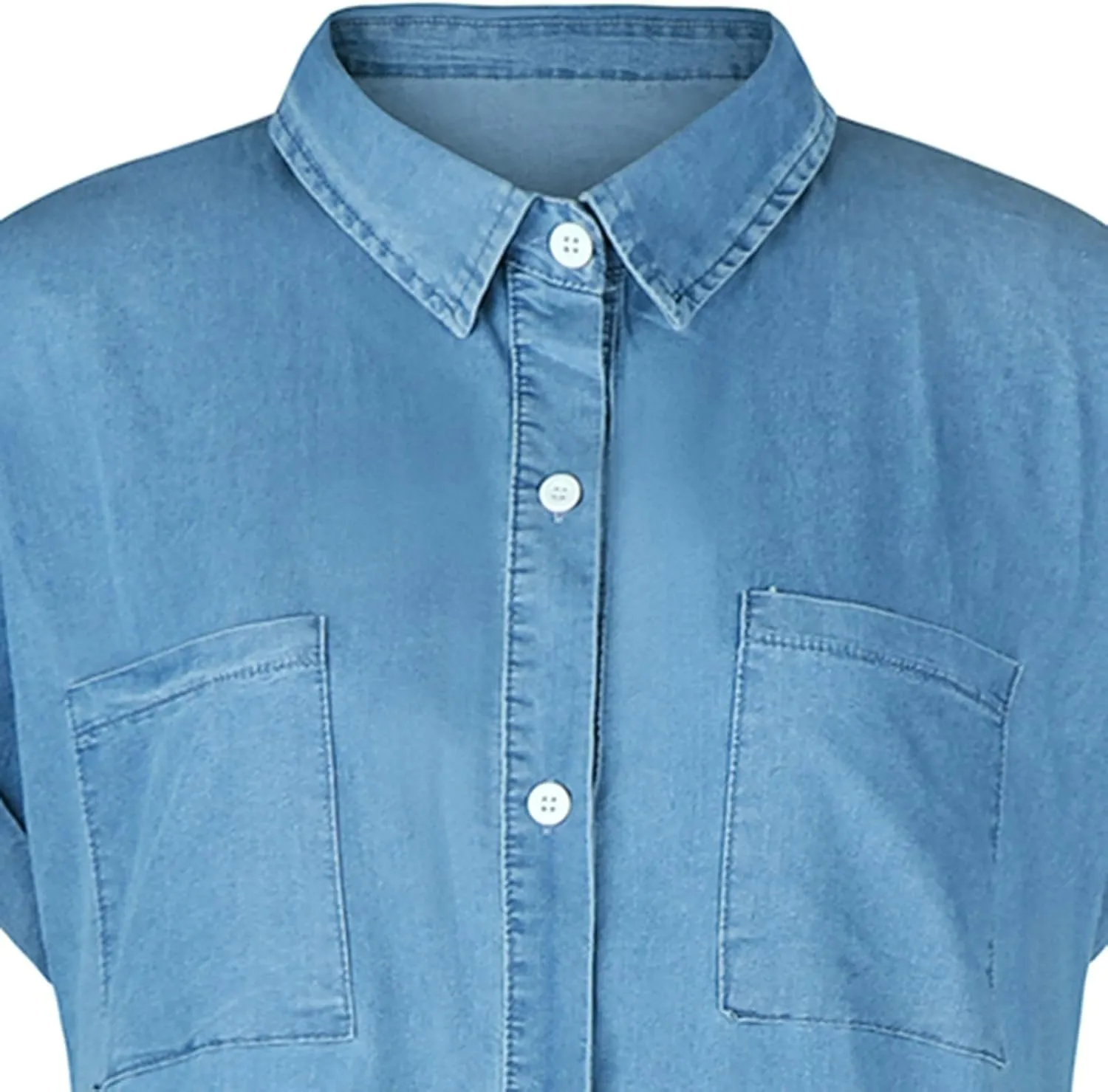 Lenago Summer Dresses for Women 2024, Trendy Short Sleeve Loose Casual Denim Shirt Dress, Button Down Lapel Fashion Jean