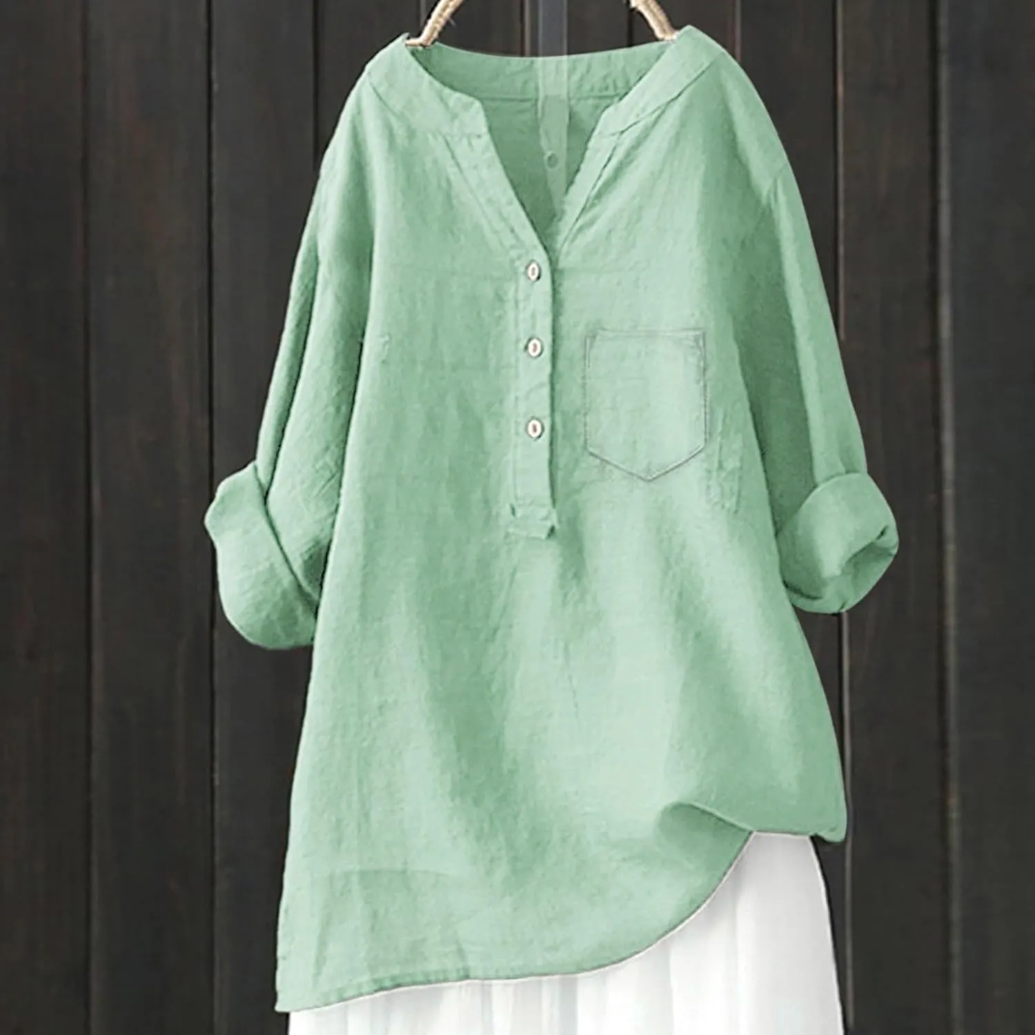 Linen Shirt for Women Breathable Tops Loose Crewneck Tops Womens Daily t Shirts Summer Shirts for Women 2025