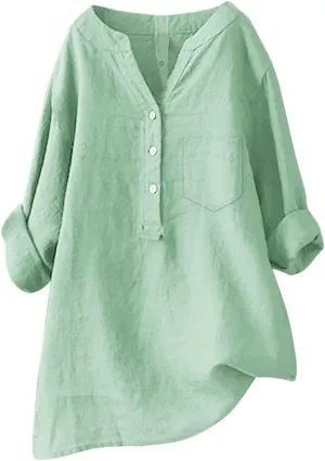 Linen Shirt for Women Breathable Tops Loose Crewneck Tops Womens Daily t Shirts Summer Shirts for Women 2025