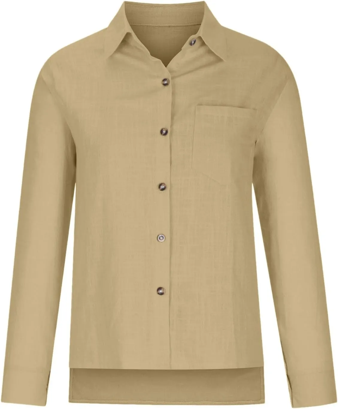 Linen Shirts for Women Summer Long Sleeve Lapel Button Down Shirt Lightweight Gauze Tops Loose Casual Blouses