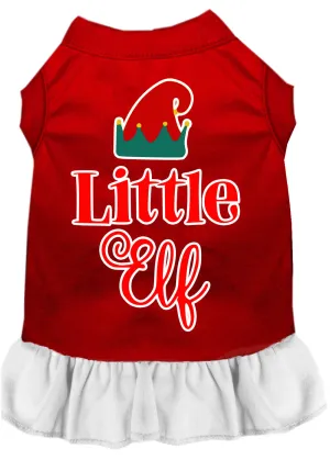 Little Elf Screen Print Dog Dress Red With White Xxl