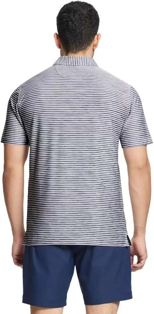 M MAELREG Golf Polo Shirts for Men Short Sleeve Dry Fit Striped Performance Moisture Wicking Collared Casual Mens Golf Shirt
