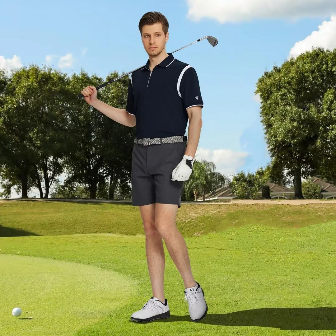 M MAELREG Polo Shirts for Men Short Sleeve Casual Dry Fit Lightweight Performance Moisture Wicking Zipper Mens Golf Shirts