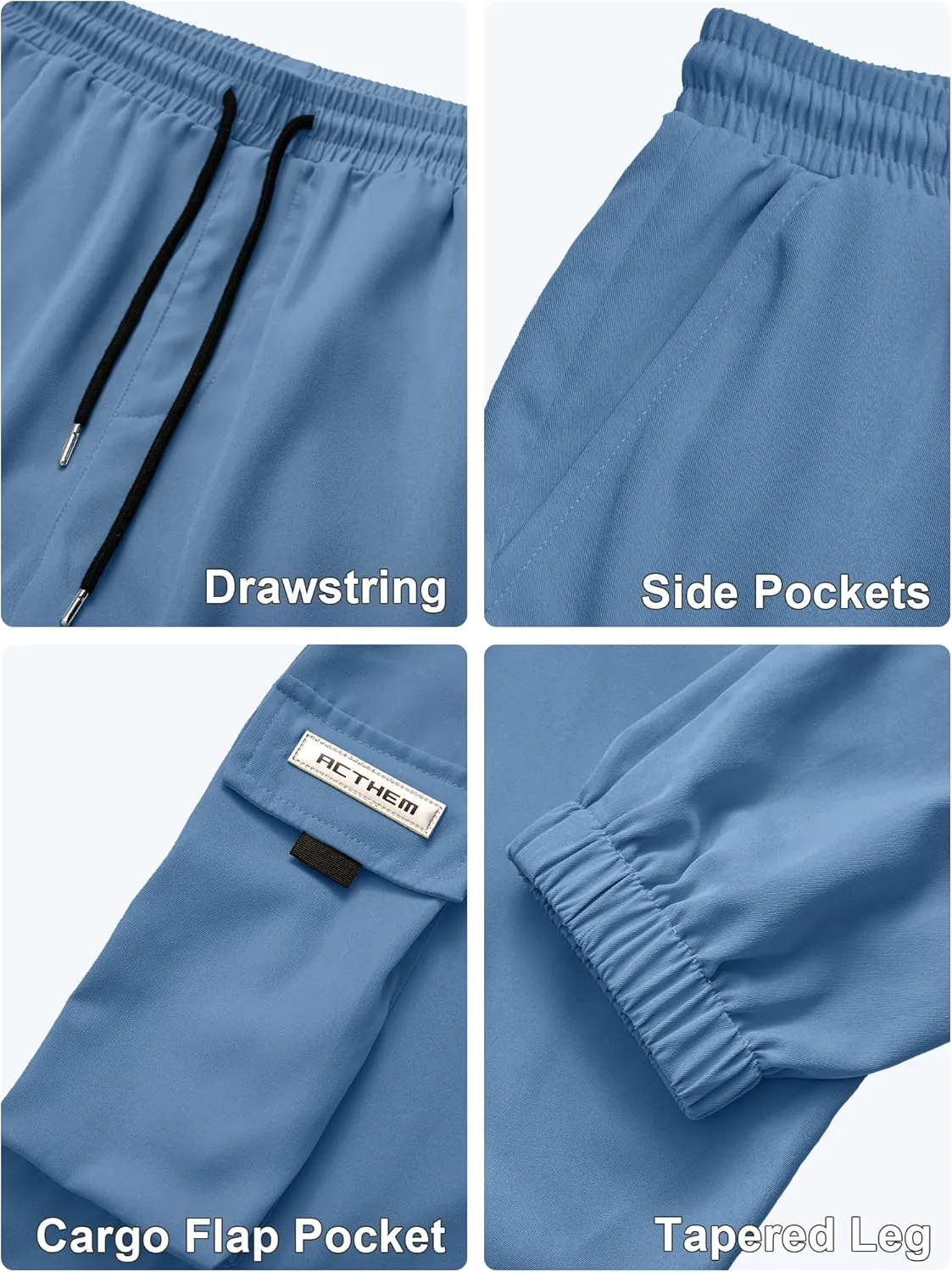 Mens Cargo Joggers Pants Elastic Waist Drawstring Baggy Sweatpants Techwear Pants for Men