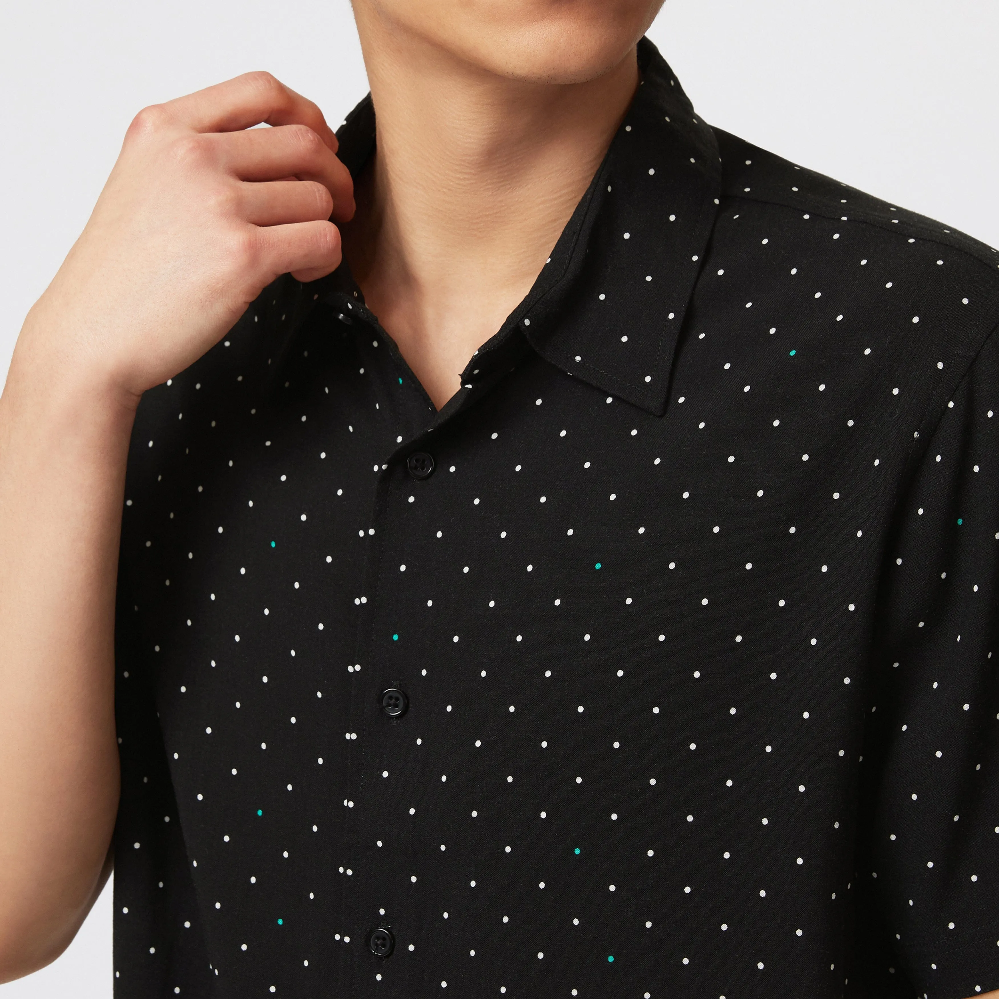 Mercedes AMG Petronas F1 Men's Polka Dot Button-Up Shirt
