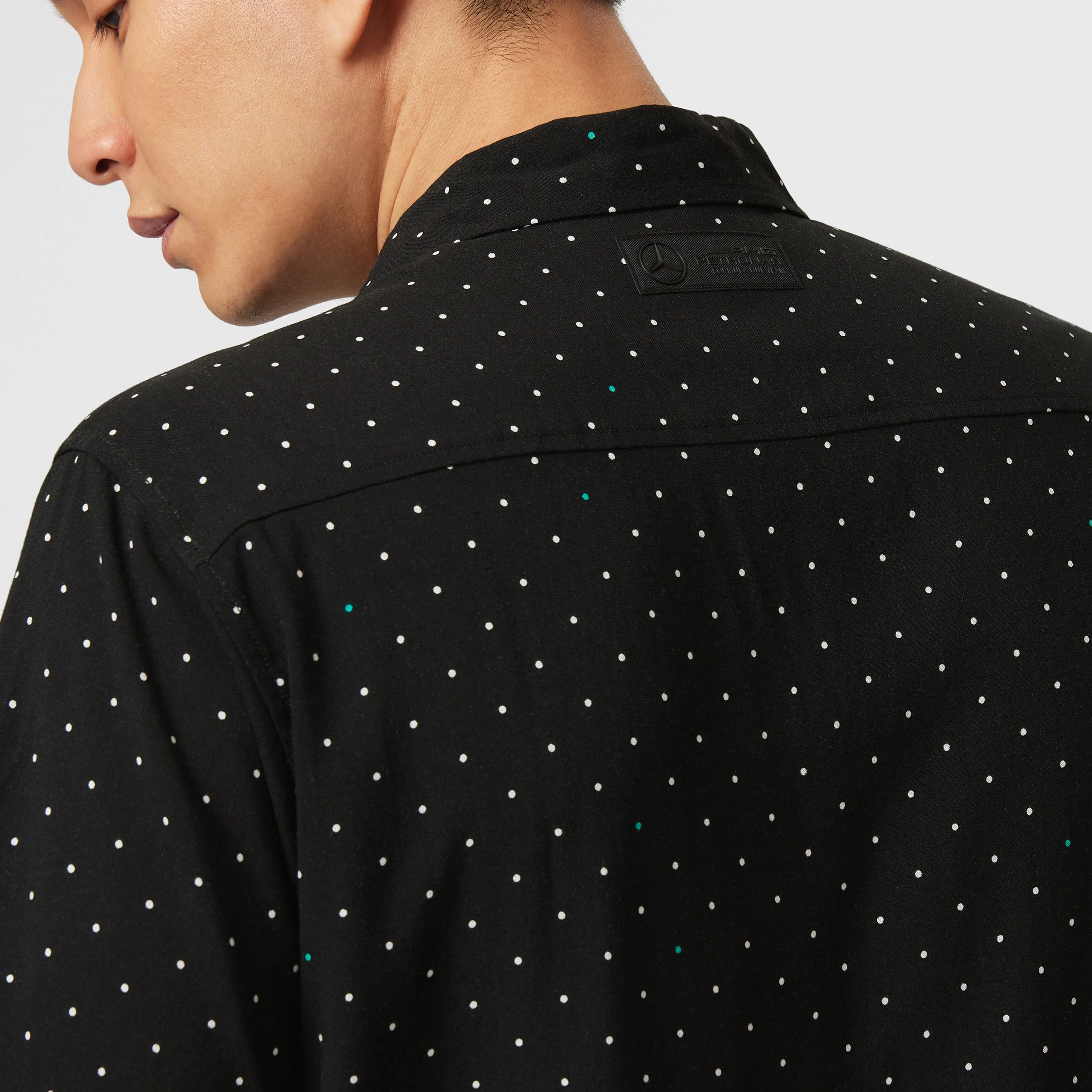 Mercedes AMG Petronas F1 Men's Polka Dot Button-Up Shirt