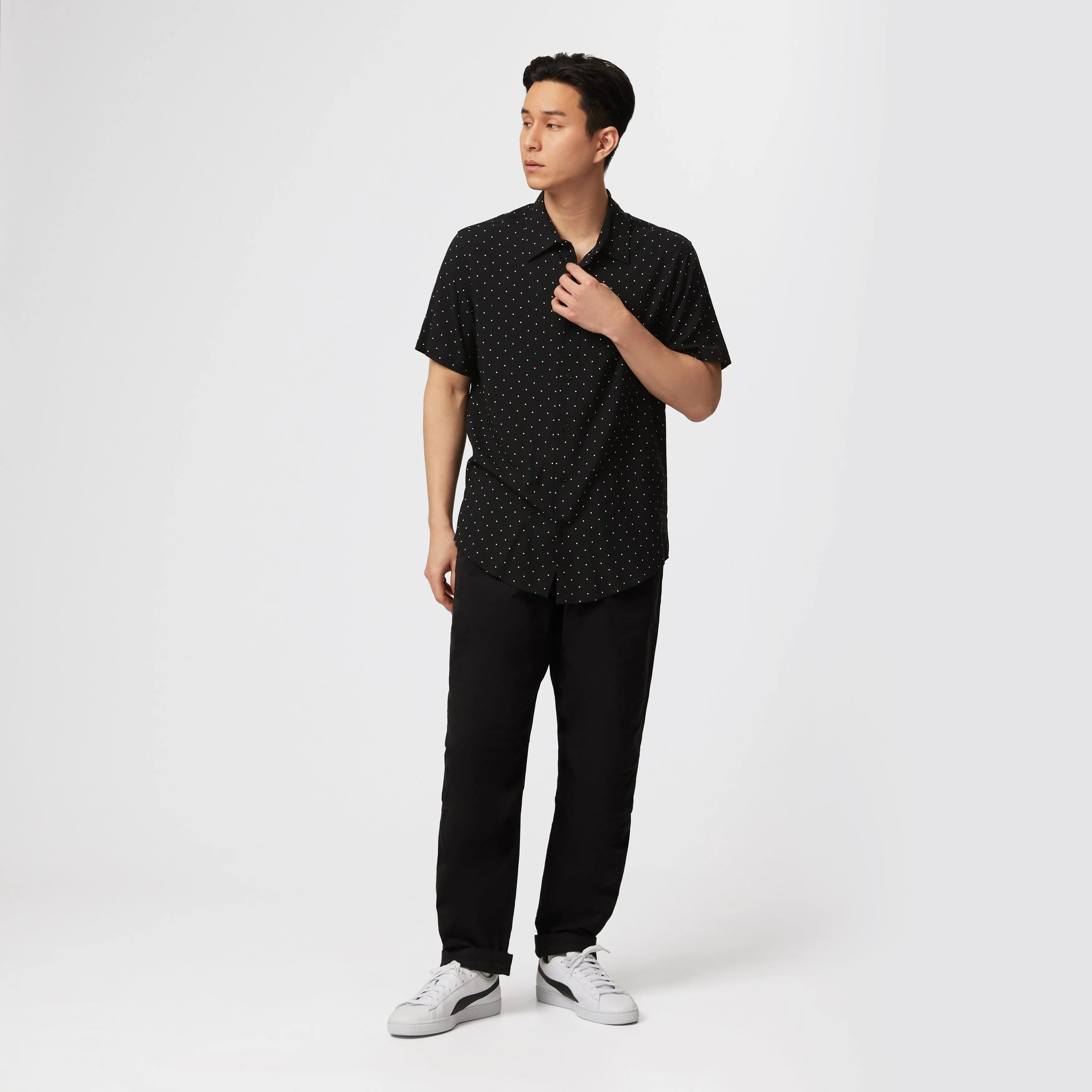 Mercedes AMG Petronas F1 Men's Polka Dot Button-Up Shirt