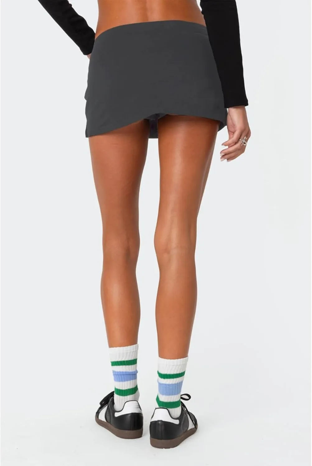 Mini Skorts for Women - Sexy Drawstring Mid Waist Side Split Y2K Bodycon Pencil Mini Skirt with Shorts