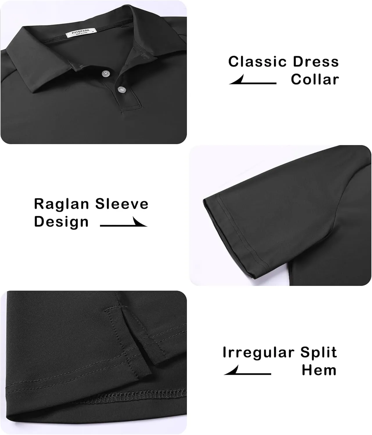 PINSPARK Mens Golf Polo Shirts Performance Quick-Dry Moisture-Wicking Collared Shirts Short Sleeve Buttons Casual Polo Shirts