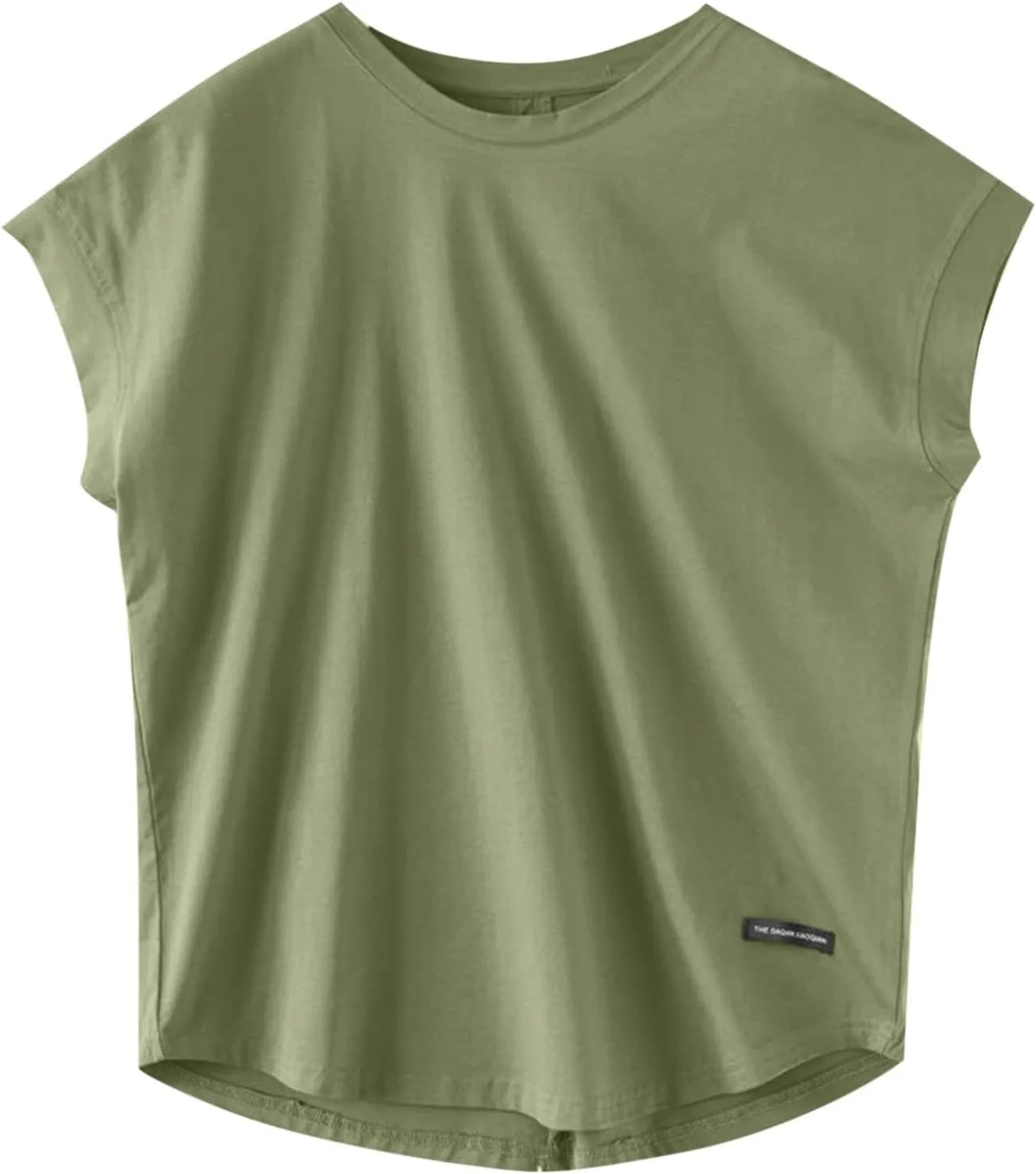 Plus Size Womens Clothing Cap Sleeves Crewneck Back Hollow Out Solid Color T-Shirts Loose Casual Summer Going Out Tees