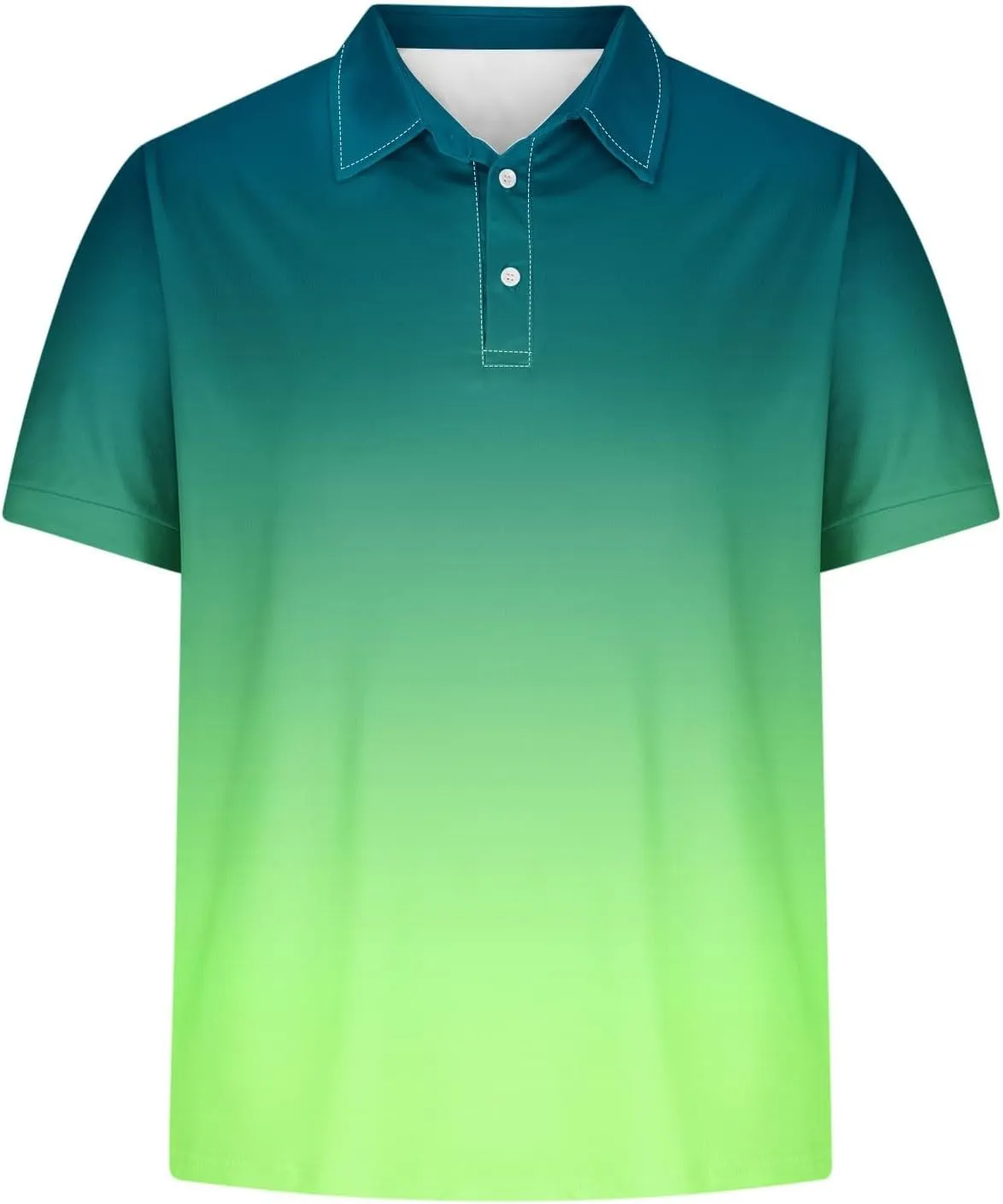 Polo Shirts for Men Short Sleeve Button Down Collar Gradient Tees Dressy Casual Business Work Tshirt Summer Golf Tops