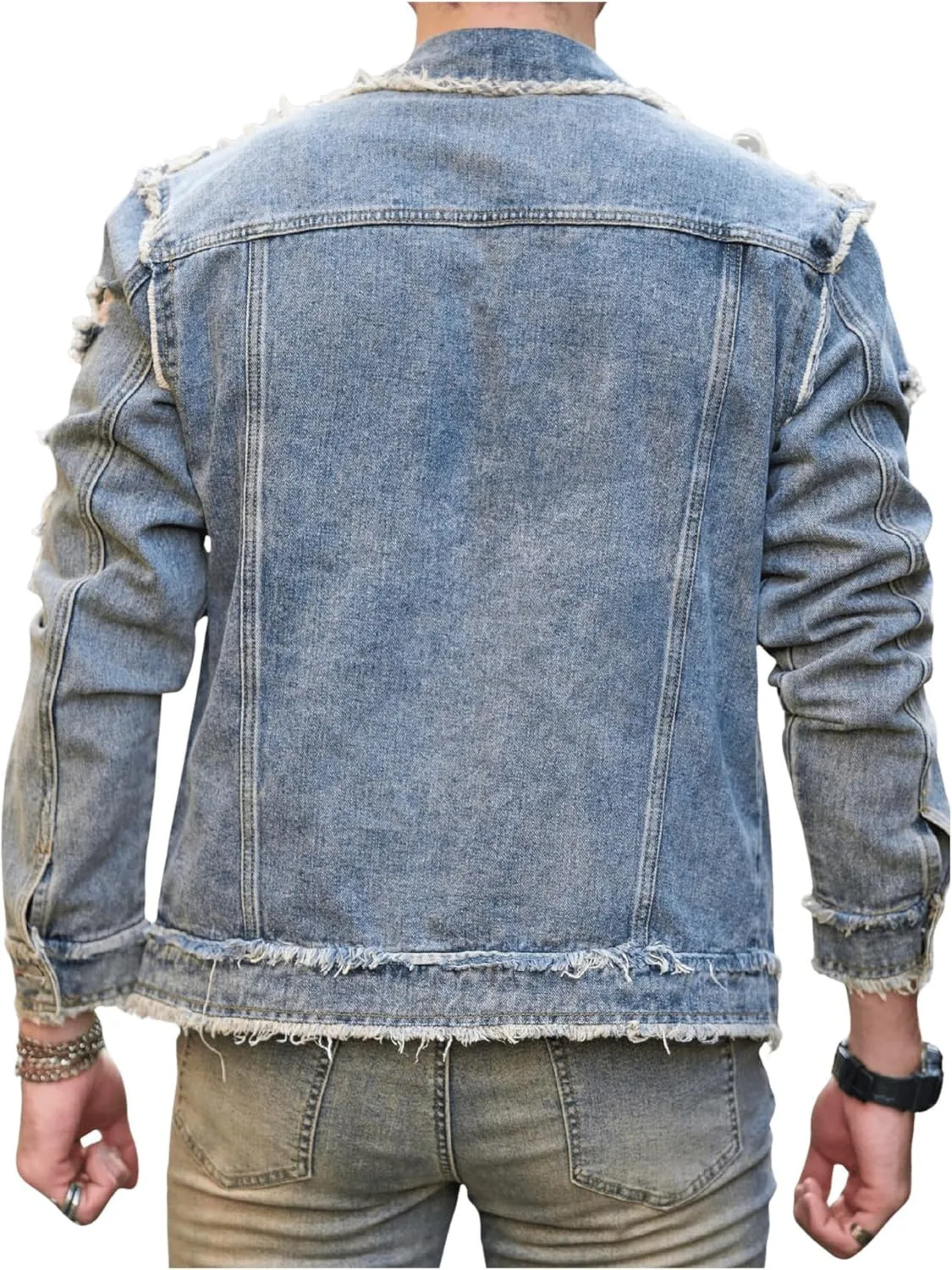 SOLY HUX Men's Denim Jacket Jean Jacket Men Vintage Trucker Jackets Coats Long Sleeve Casual Denim Outerwear