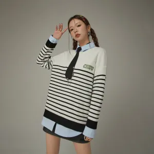 Stripe Long Sleeve Knit Sweater