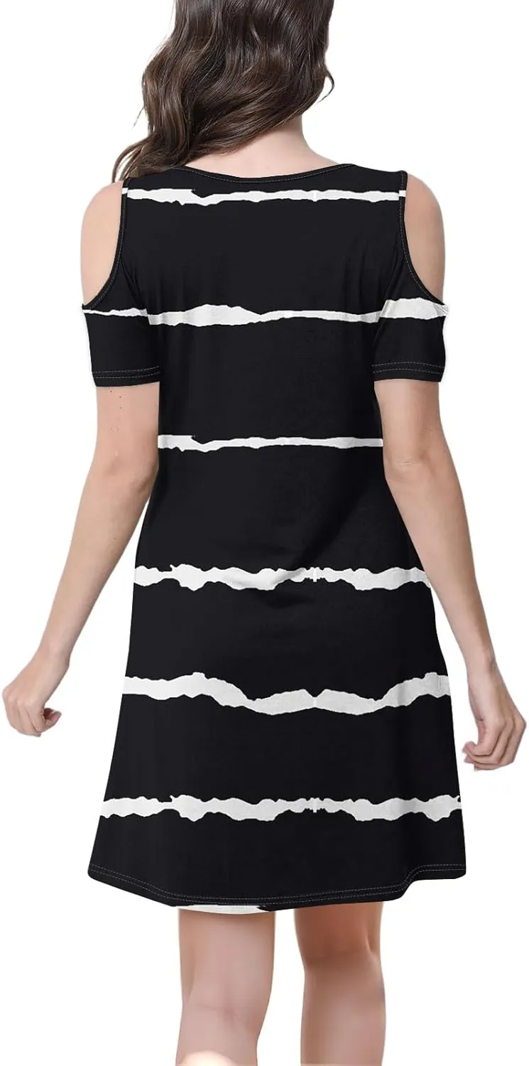 Summer Dresses for Women 2025 Beach Vacation Spring Clothes Eyelet Off-Shoulder Strap Fashion Mini Dress