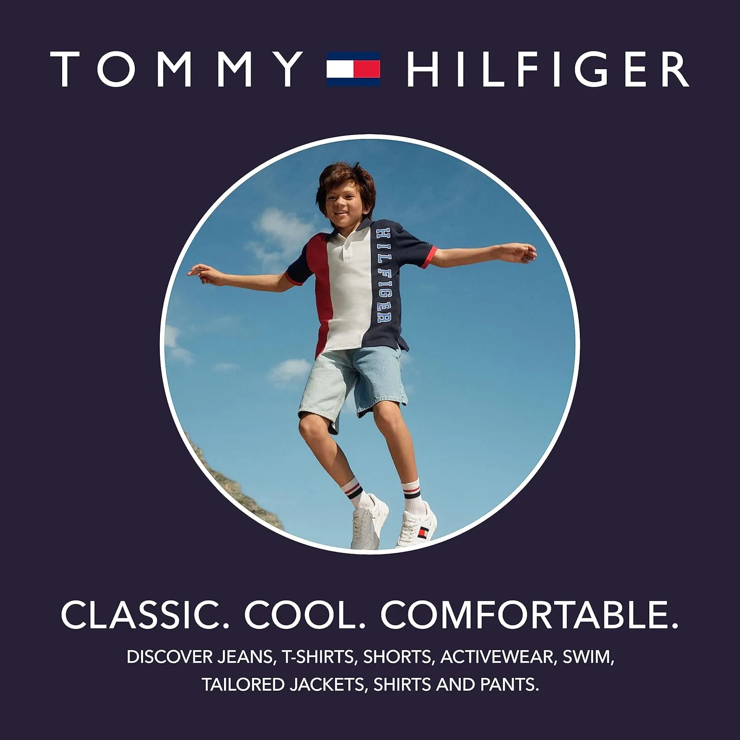 Tommy Hilfiger Boys' Short Sleeve Solid Ringer Crew Neck T-Shirt, Soft, Comfortable, Relaxed Fit