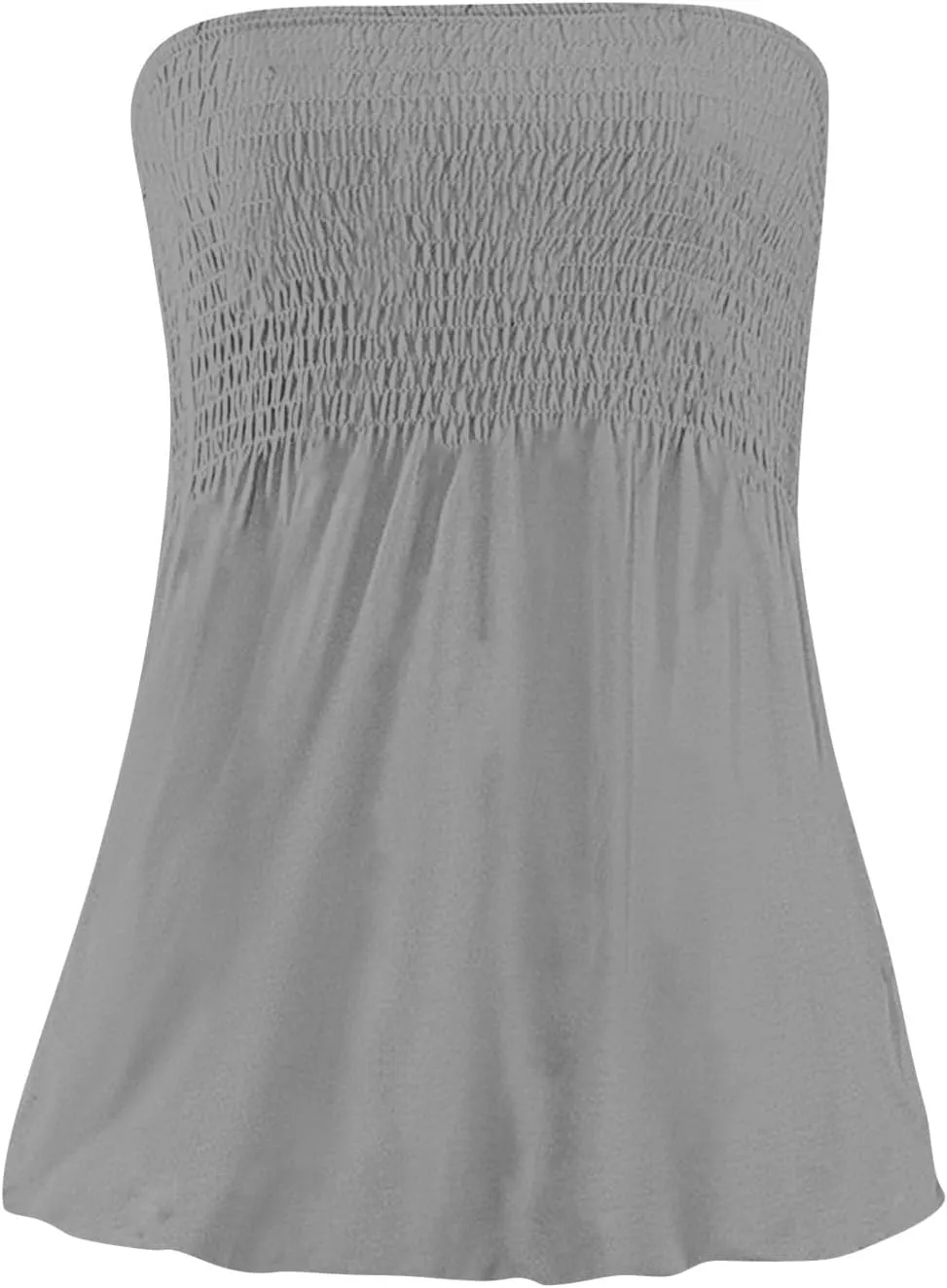 Tube Tops Women Elastic Trim Strapless Shirts Summer Casual Bandeau Tank Off The Shoulder Top Going Out Tunic