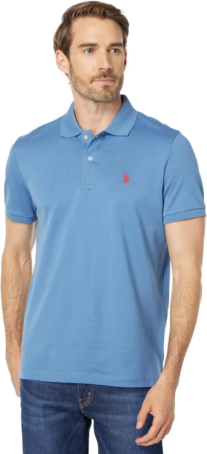U.S. Polo Assn. Men's Solid Short Sleeve Interlock Polo Shirt, Golf Shirts for Men, Business Casual Polos