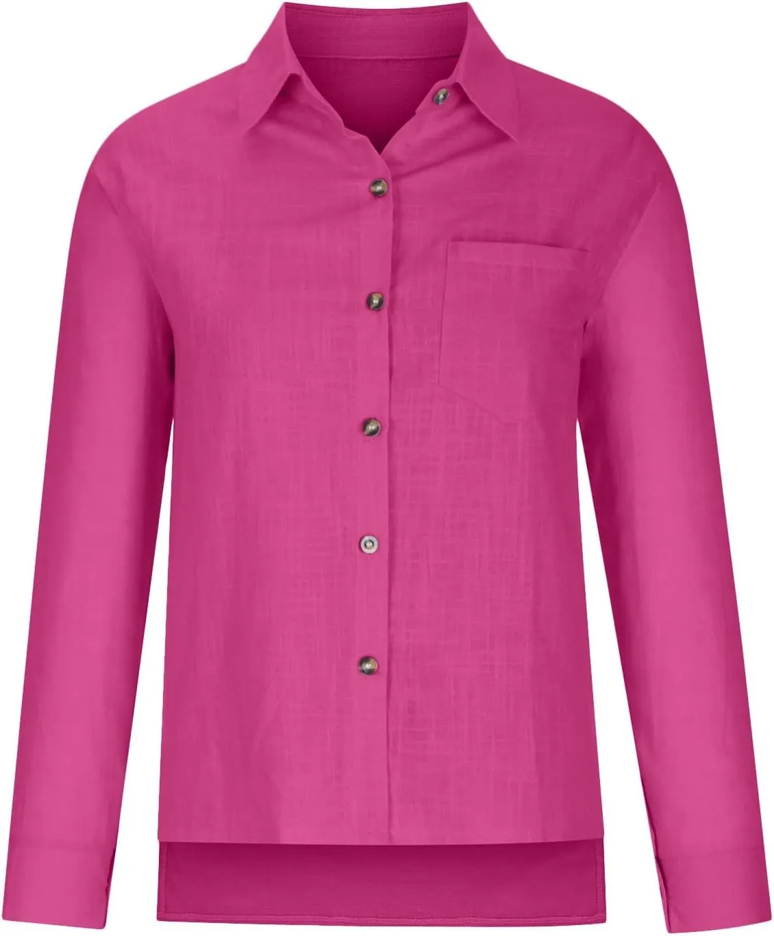 Womens Cotton Linen Button Down Tops 2025 Summer Casual Loose Long Sleeve Lightweight Solid Color Work T Shirts with Pockets