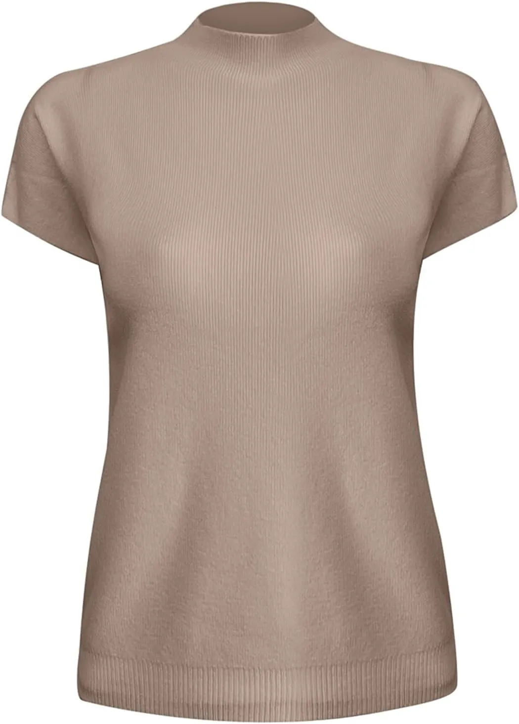Womens Short Sleeve Sweater Mock Neck Summer Fashion Casual Basic Knit Slim Fitted Pullover Dressy Ribbed Tops Shirts
