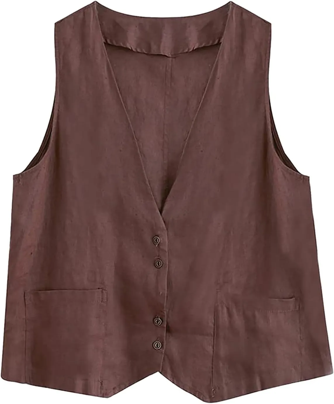 Womens Vest 2023 Summer Cotton Linen Vest Top Vintage Casual Sleeveless Button Down Jacket Loose Vests Outerwear