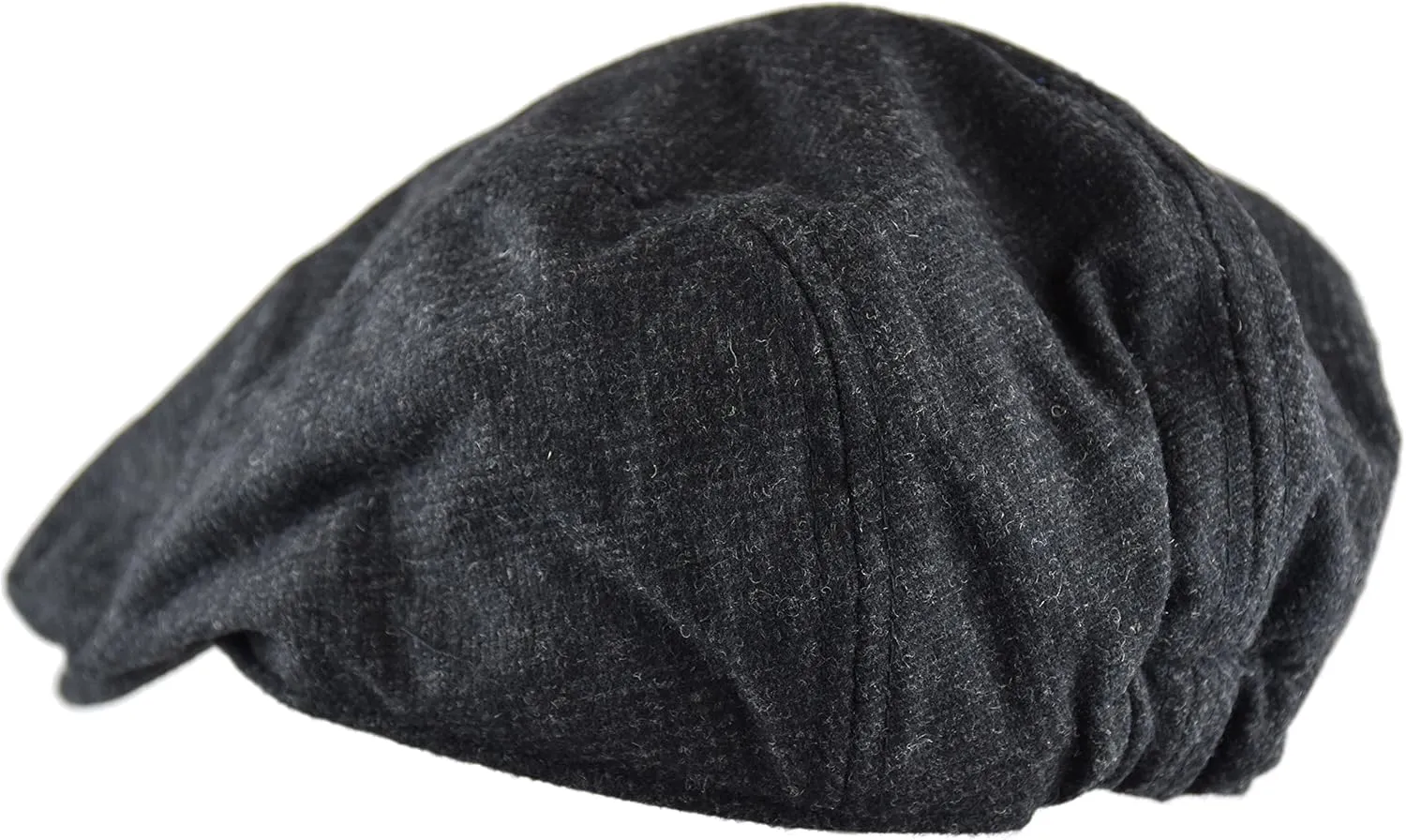 Wonderful Fashion Men's Classic Herringbone Tweed Wool Blend Newsboy Ivy Hat (Large/X-Large, Charcoal)