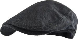 Wonderful Fashion Men's Classic Herringbone Tweed Wool Blend Newsboy Ivy Hat (Large/X-Large, Charcoal)