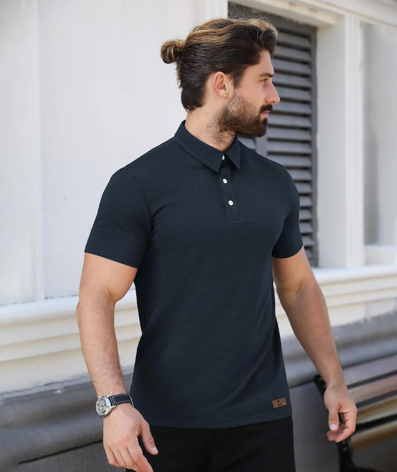 ZITY Mens Polo Shirts Short Sleeve Athletic Golf Polos Moisture Wicking Casual Polo Shirts for Men Jacquard Collared T Shirts