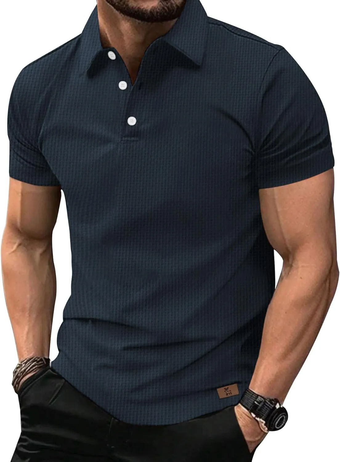ZITY Mens Polo Shirts Short Sleeve Athletic Golf Polos Moisture Wicking Casual Polo Shirts for Men Jacquard Collared T Shirts